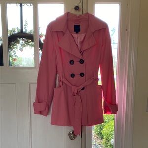 Express Pink Trench Coat with Belted Waist